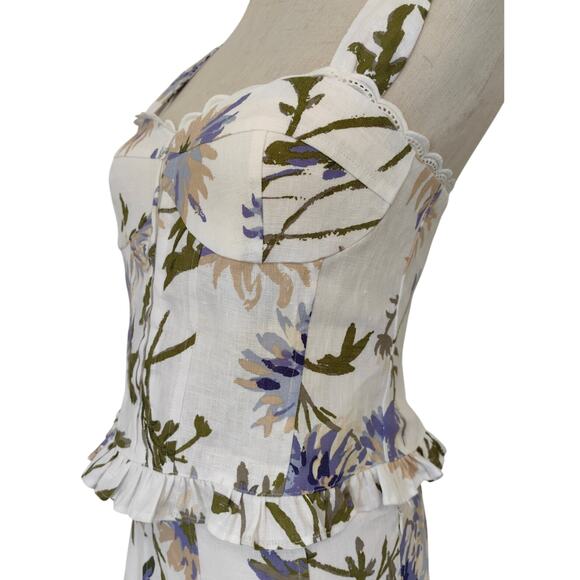 Reformation Anatolia Linen Two Piece Floral Serenity US 6 - Picture 11 of 16